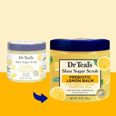 Dr Teals Shea Sugar Prebiotic Lemon Balm Scrub